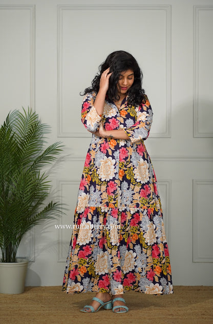 J-POP Multifloral Cotton Shirt Dress