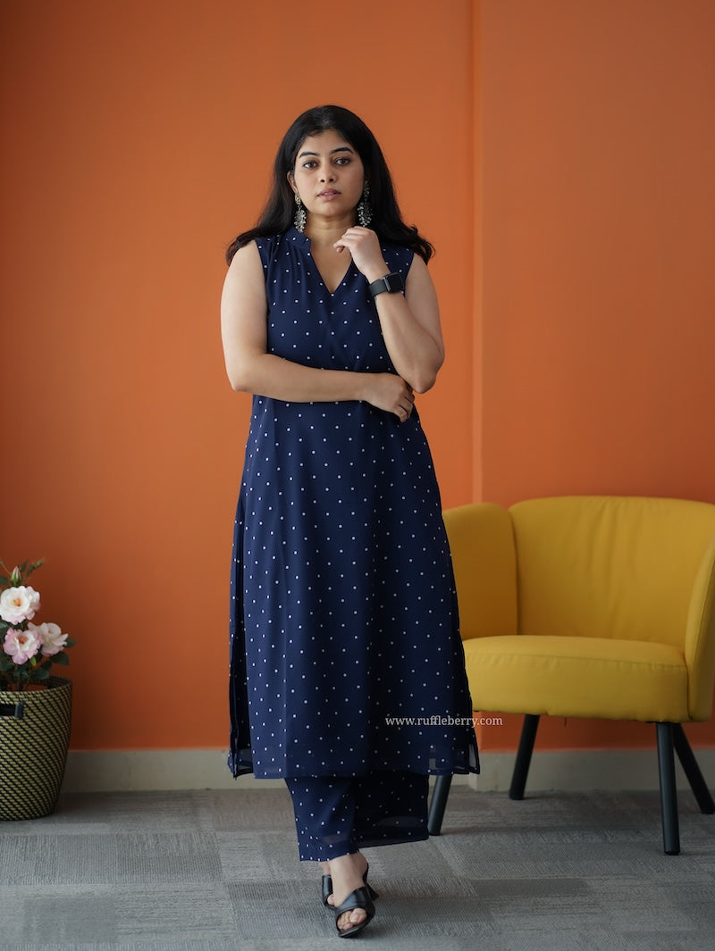 varang blue georgette co-ord set
