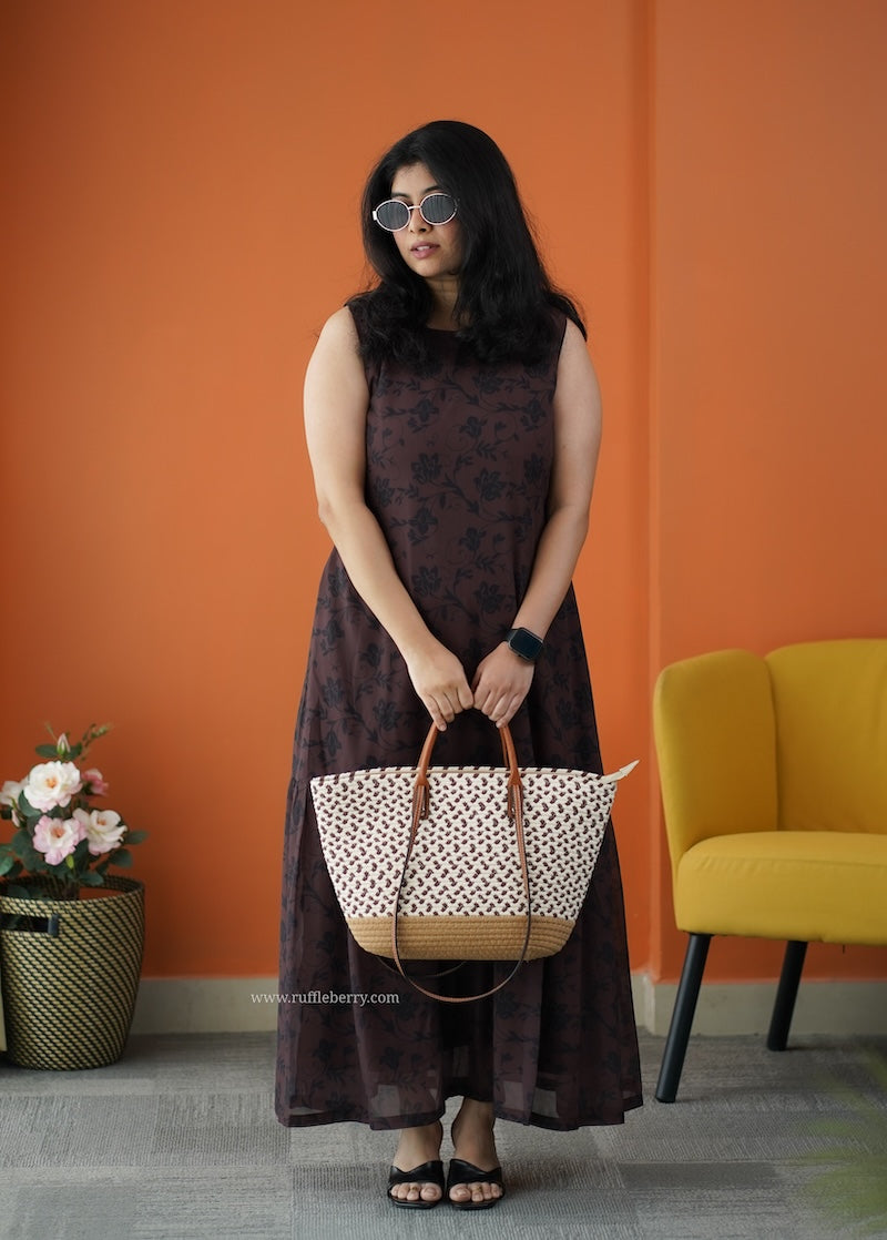 forget me not mocha georgette dress