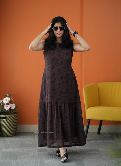 Forget Me Not Mocha Georgette Dress