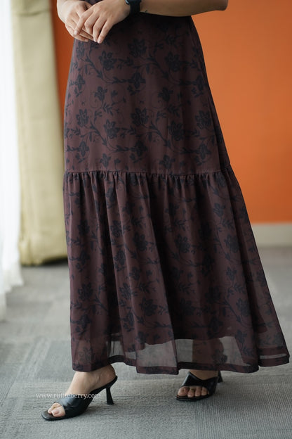 Forget Me Not Mocha Georgette Dress