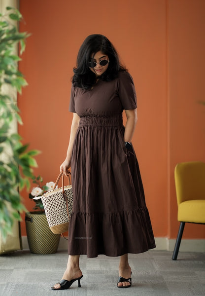 Espresso Cotton Tier Dress