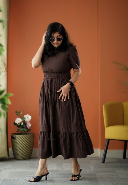 Espresso Cotton Tier Dress