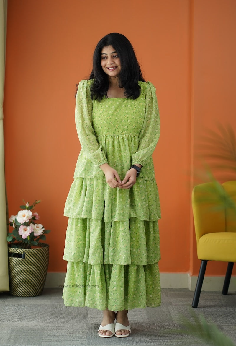 forget me not lime georgette dress