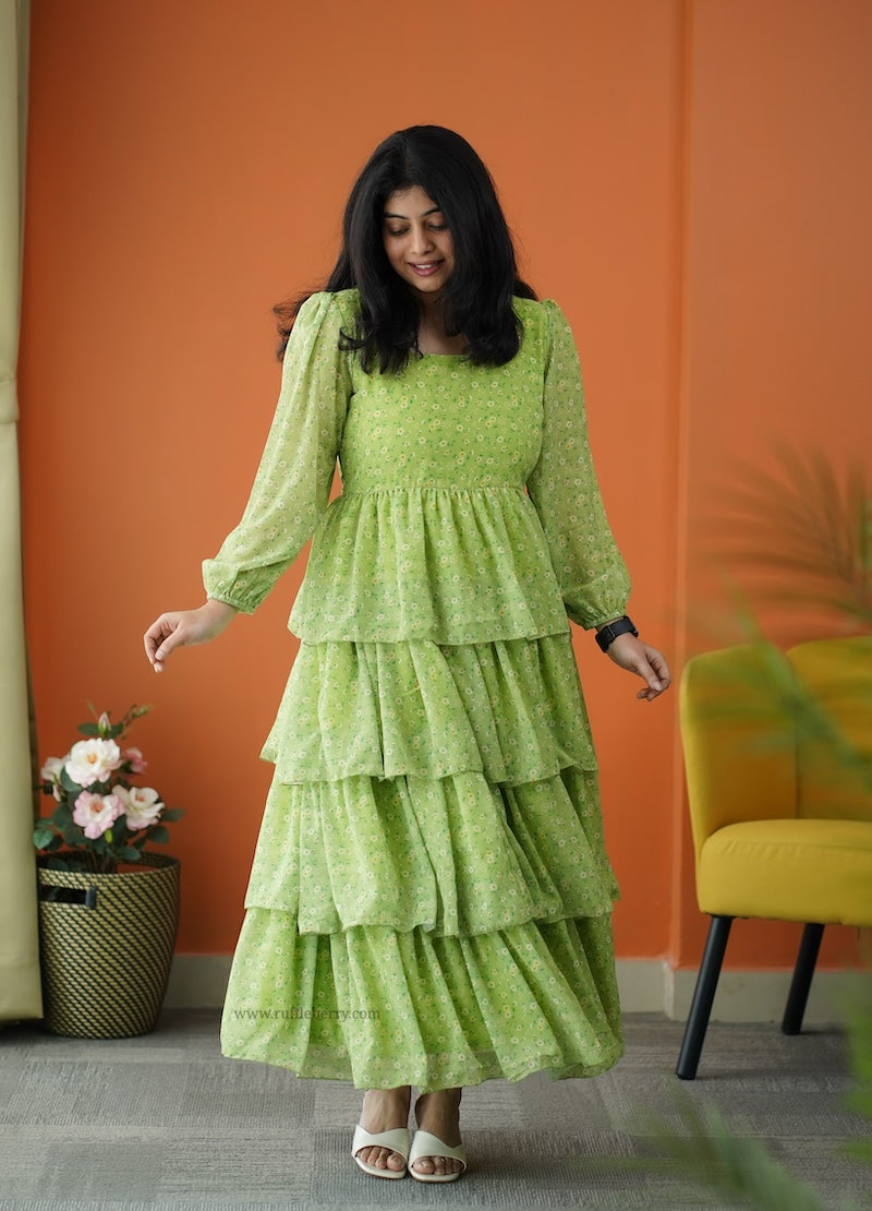forget me not lime georgette dress