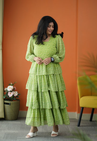 Forget Me Not Lime Georgette Dress