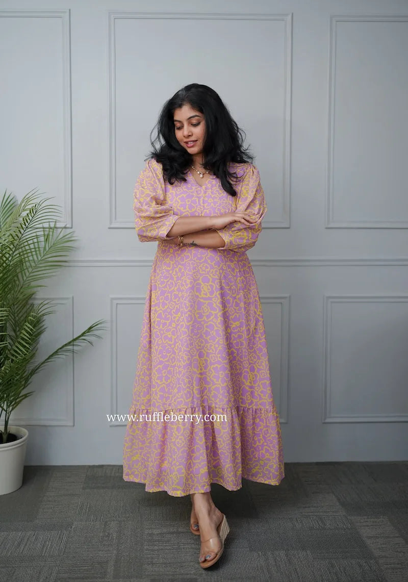 julia lavender georgette a-line dress