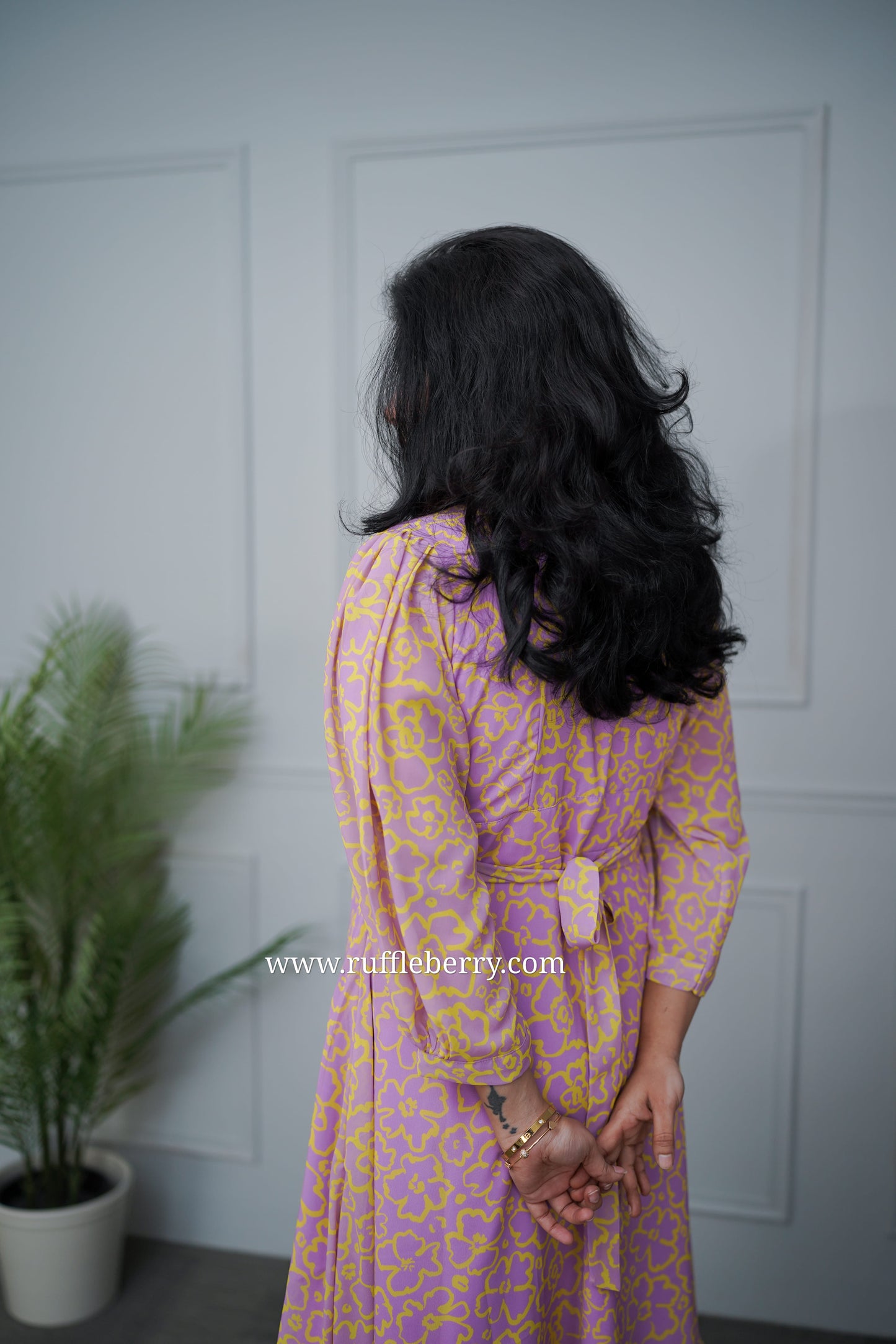 julia lavender georgette a-line dress