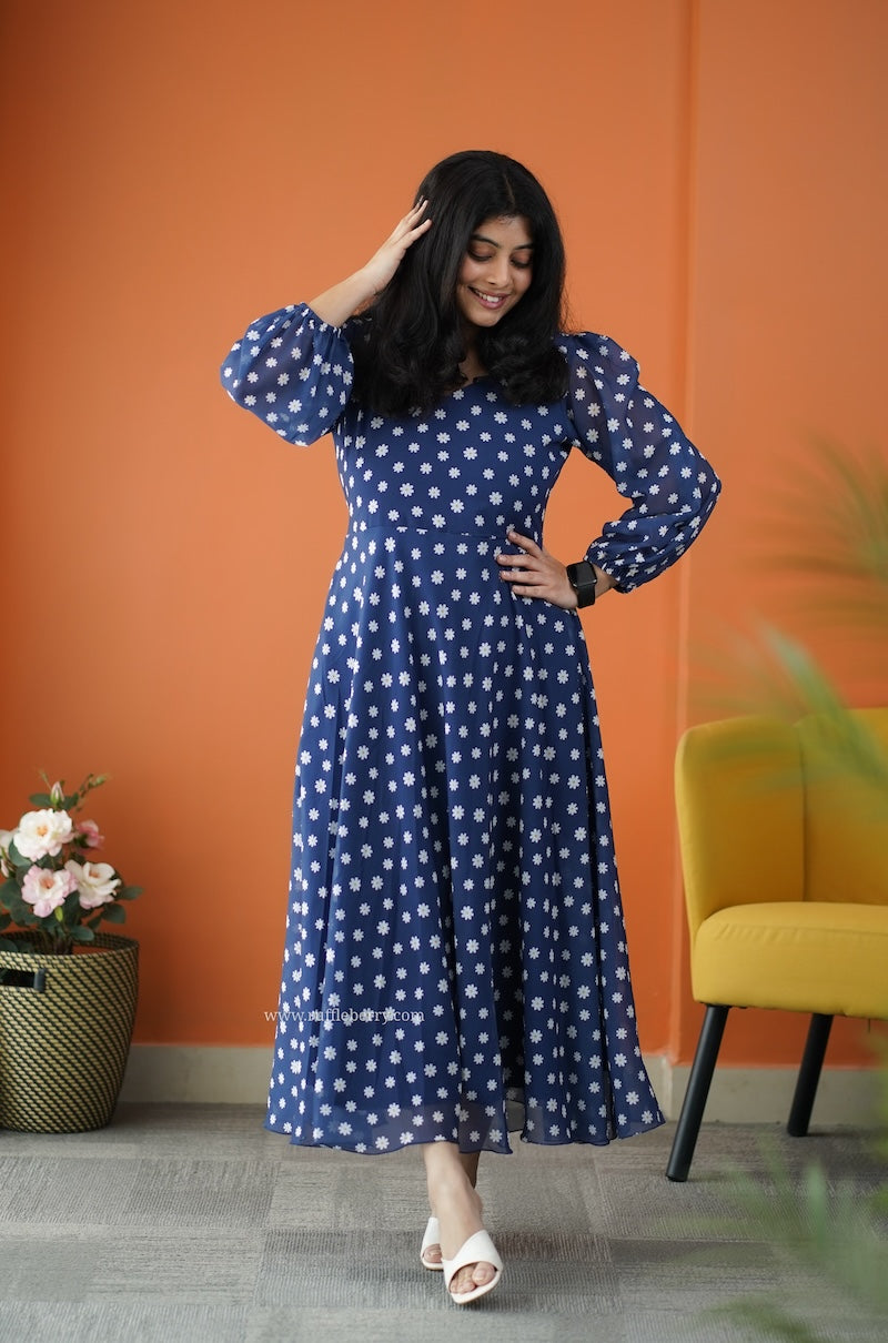 forget me not ocean georgette dress