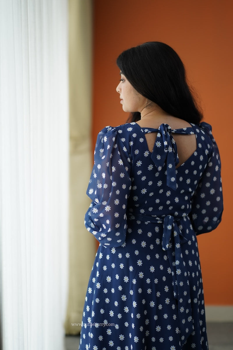forget me not ocean georgette dress
