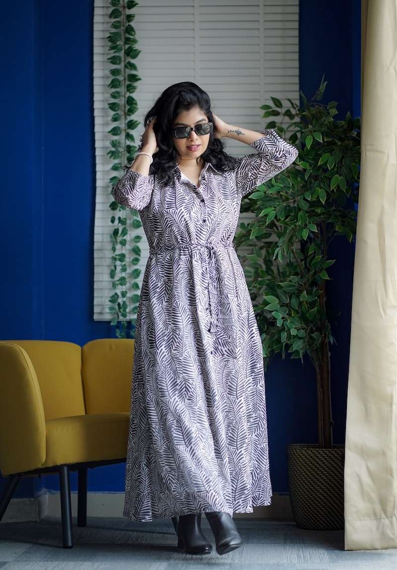 maira black&white georgette shirt dress