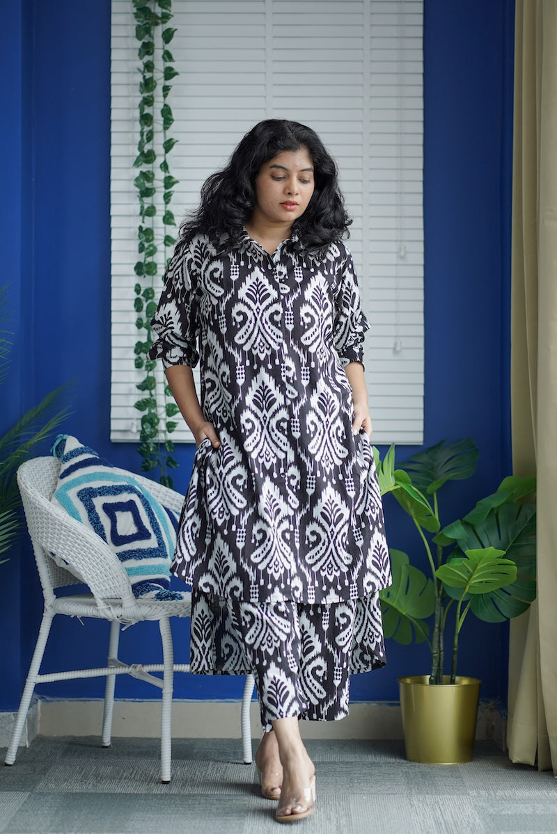 jaan black & white cotton co-ord set