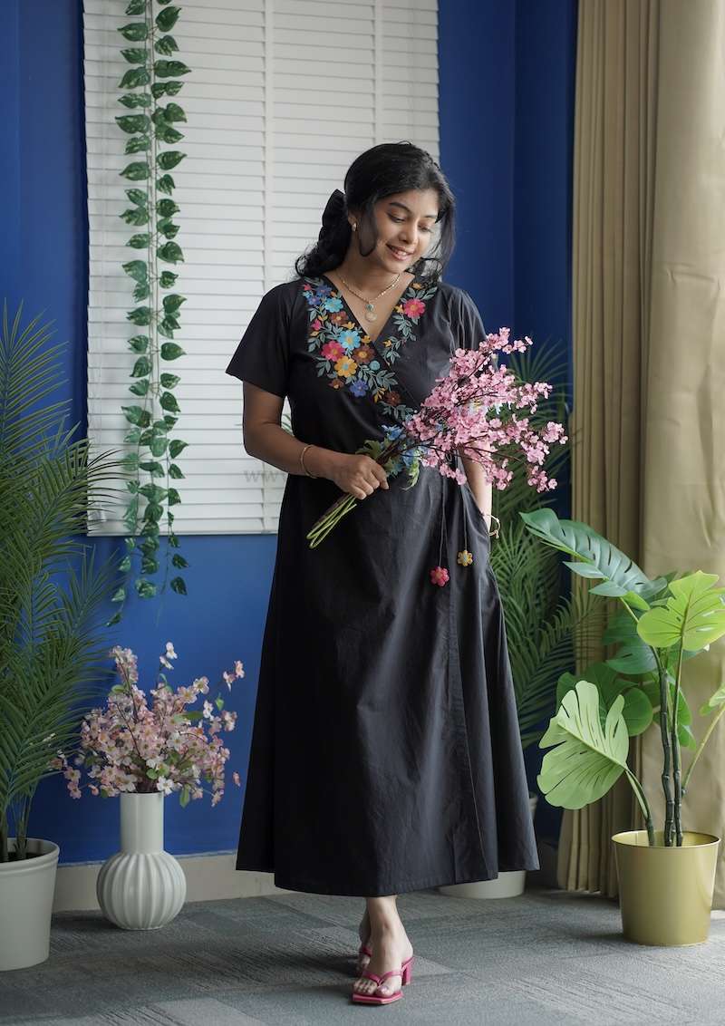 Jessie Cotton Embroidered Wrap Dress