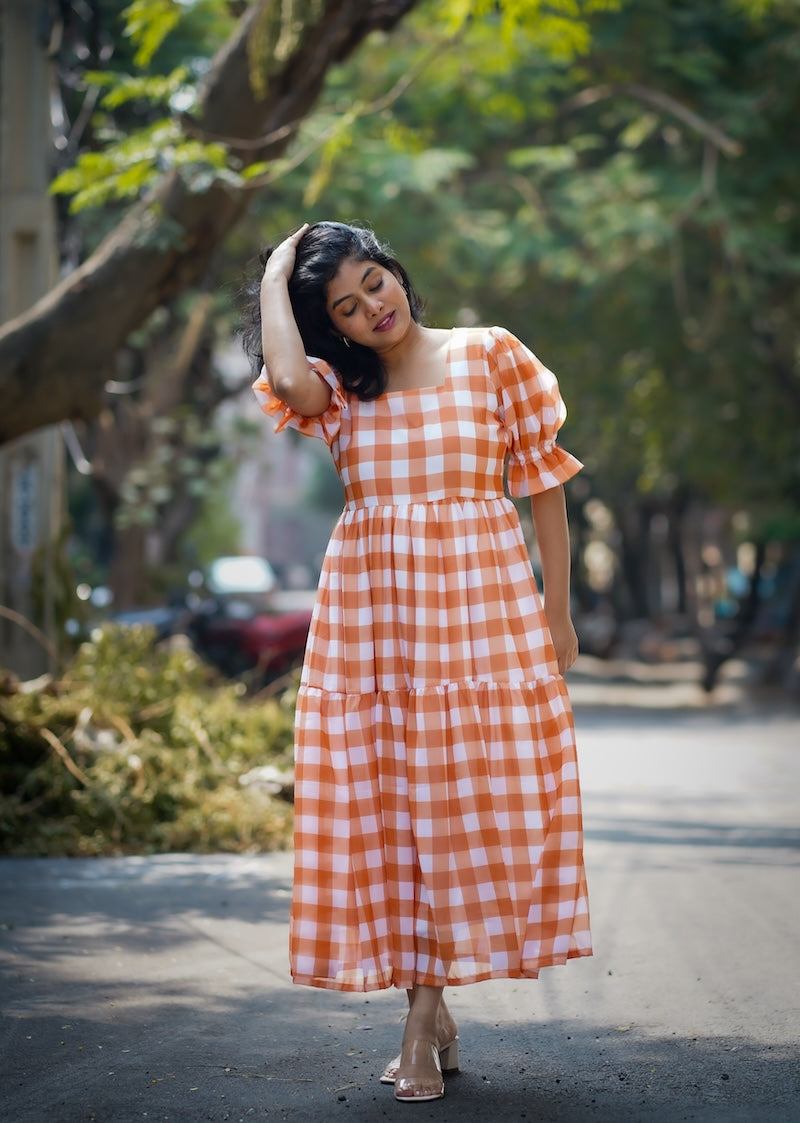 pari orange georgette dress