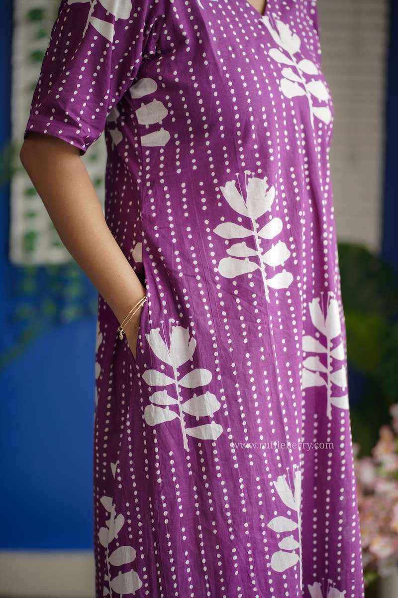 Augusta Purple Aline Cotton Dress