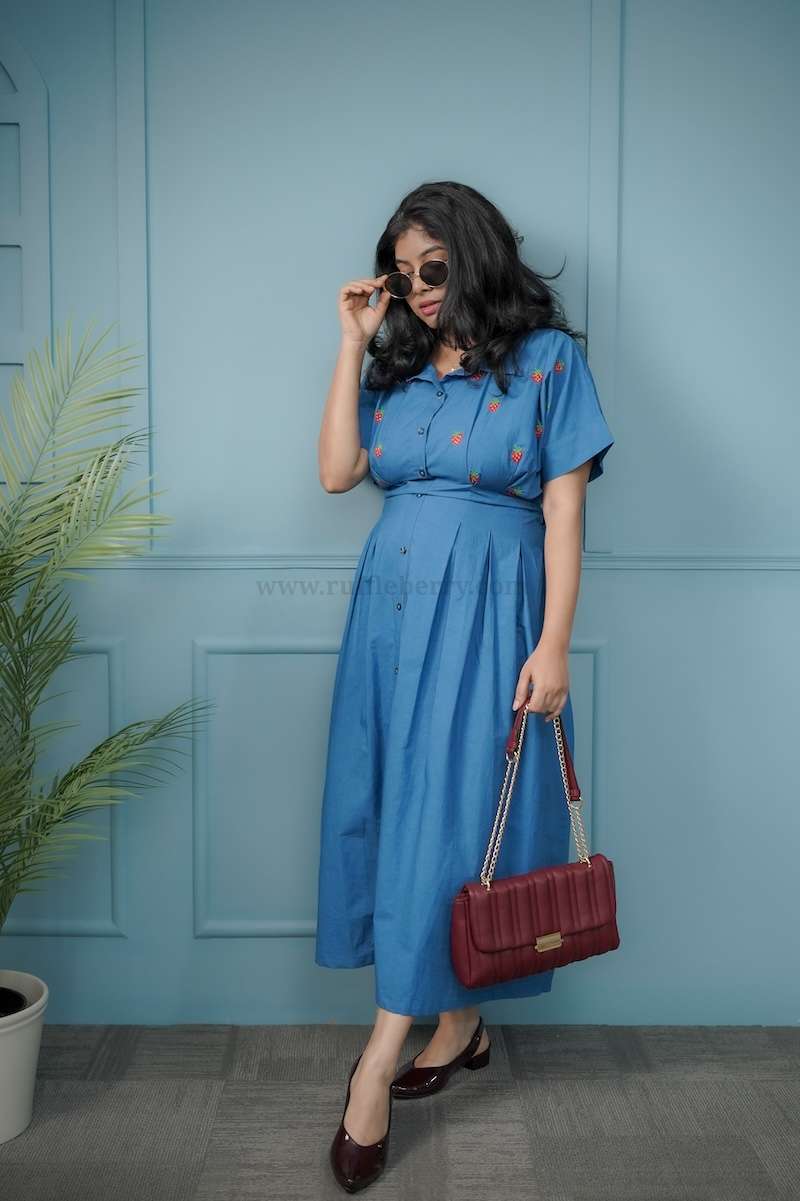 risa embroidered cotton shirt dress image 0