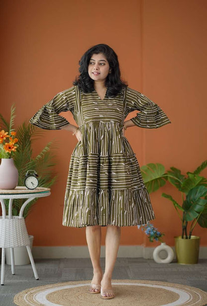 BarB OliveGreen Cotton Dress
