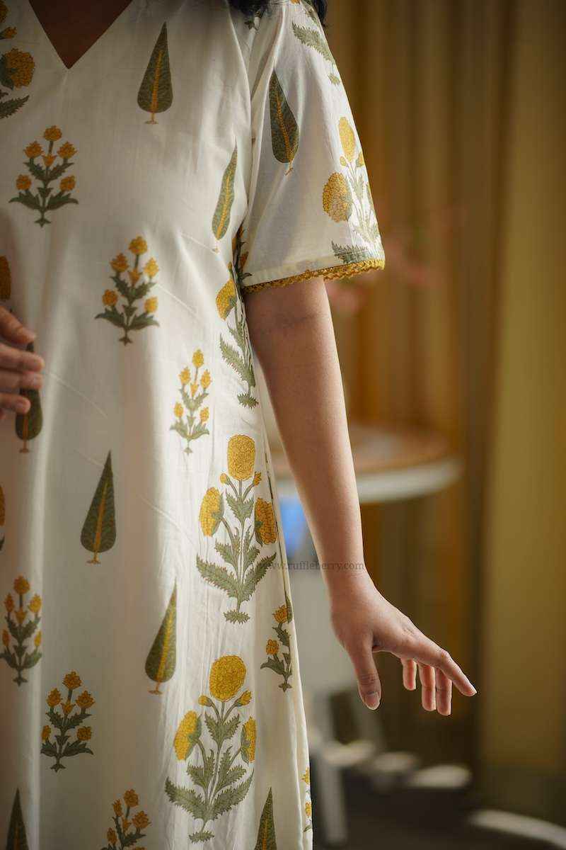 Augusta White Floral Aline Cotton Dress