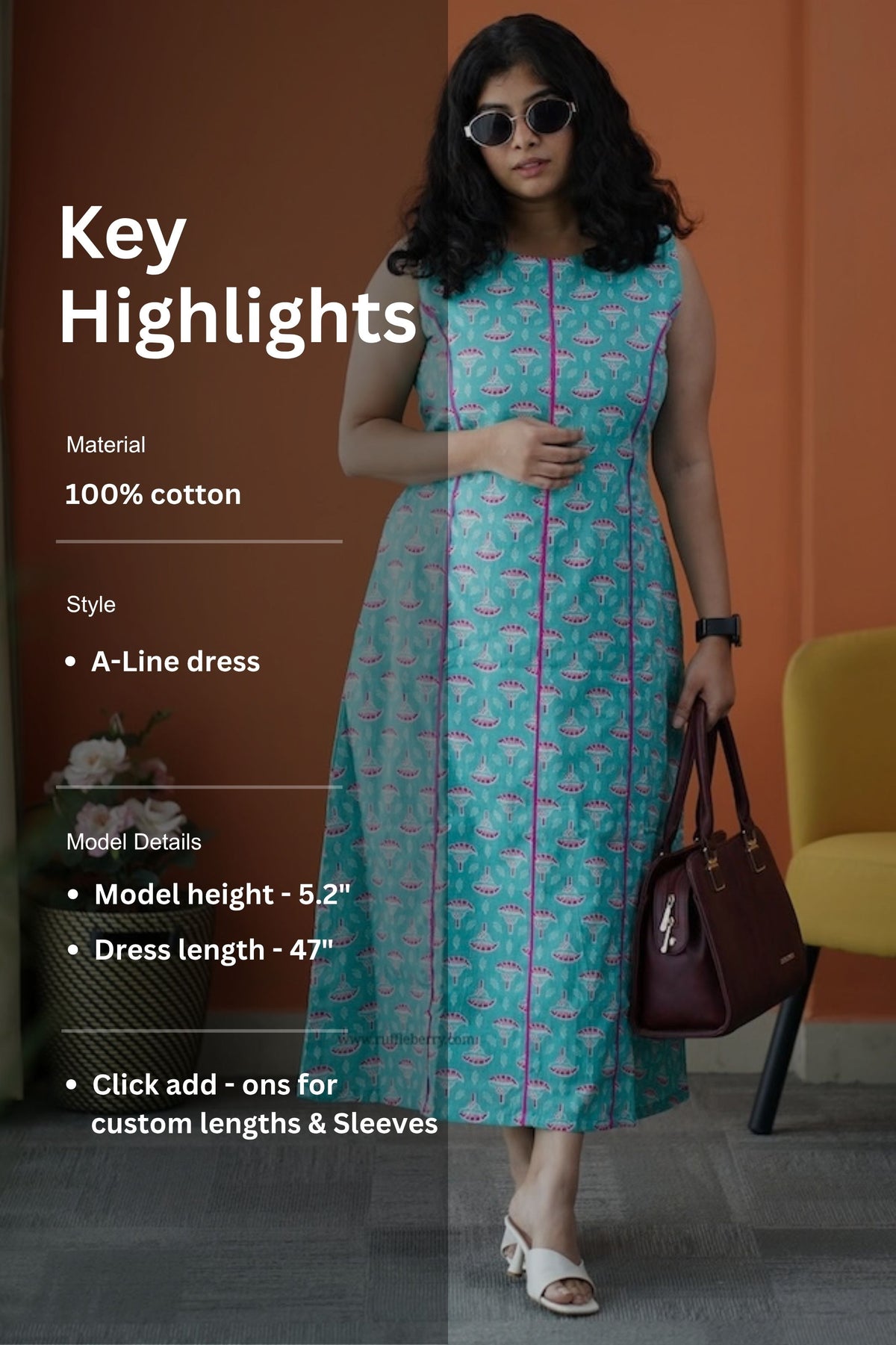 iris blue cotton a-line dress