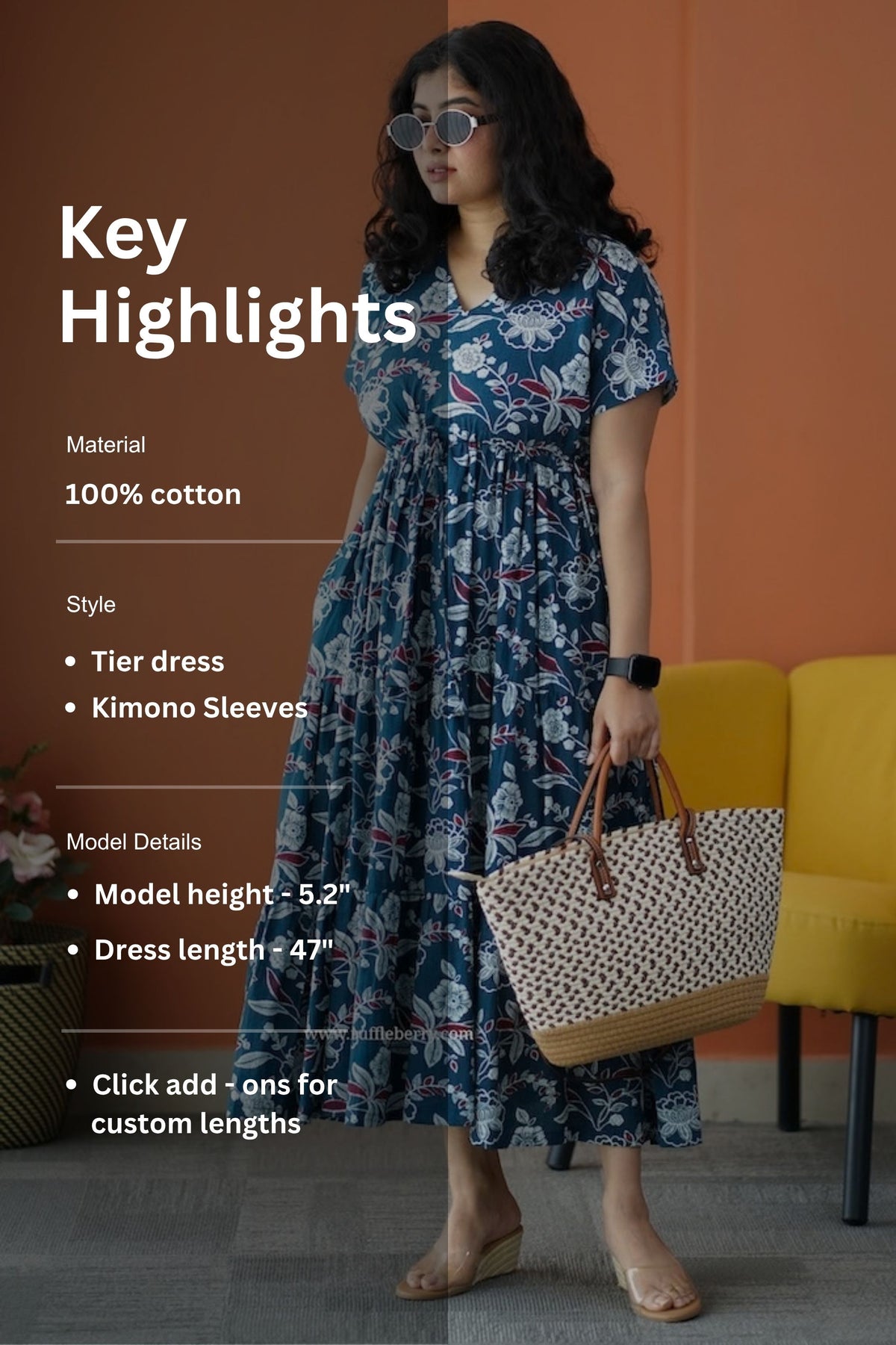 iris peacock blue cotton a-line dress