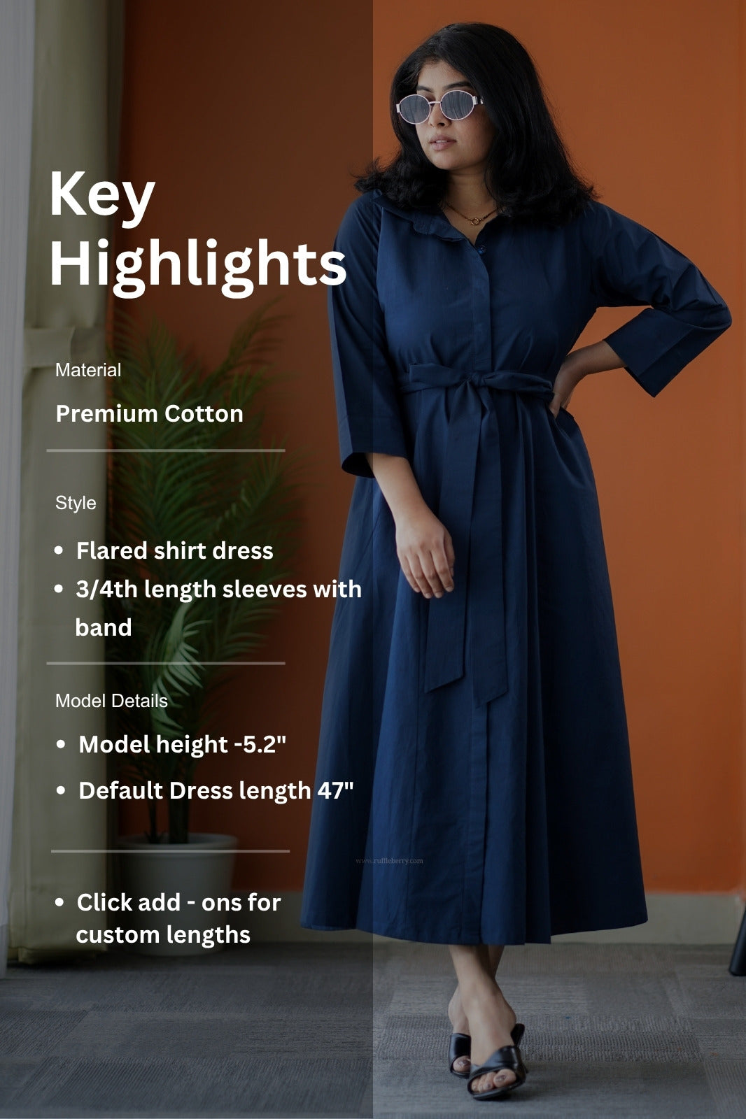 cindy cotton flared shirt dress