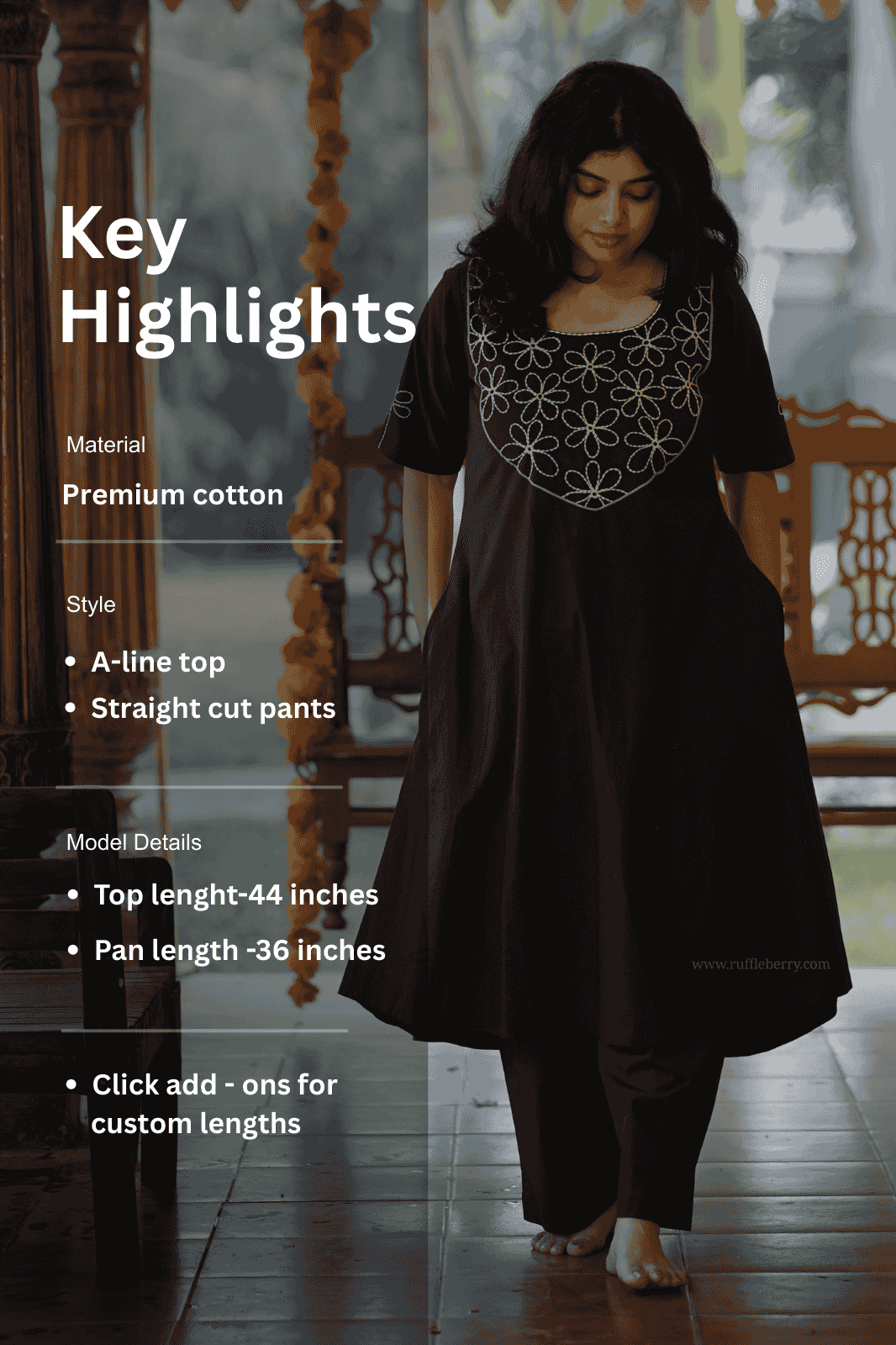 nithya black embroidered co-ord set